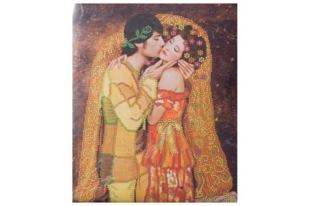 Набор для вышивания бисером ИСКУСНИЦА Поцелуй по мотивам картины Густава Климта, 20*30см