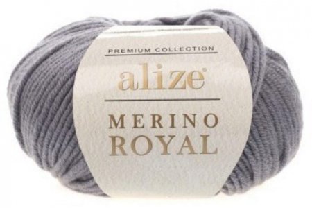 Пряжа Alize Merino royal темно-серый (87), 100%шерсть, 100м, 50г