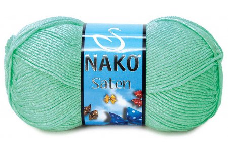 Пряжа Nako Saten светлая бирюза (2961), 100%микрофибра, 115м, 50г