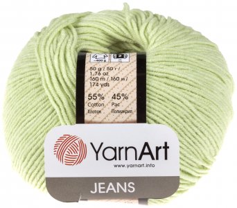Пряжа YarnArt Jeans светлый салат (0011), 55%хлопок/45%акрил, 160м, 50г