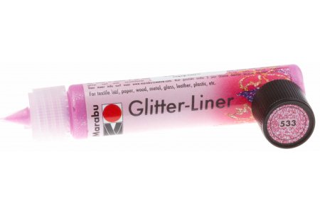 Контур универсальный Marabu Glitter, розовый блестки (533), 25мл