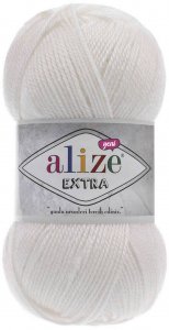 Пряжа Alize Extra белый (55), 100%акрил, 220м, 100г