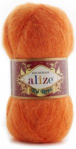Пряжа Alize Kid Royal 50 оранжевый (487), 62%кид мохер/38%полиамид, 500м, 50г