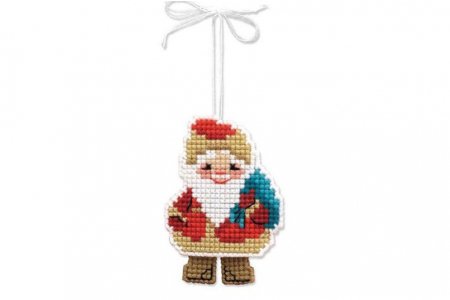 Набор для вышивания крестом Риолис Новогодняя игрушка. Дедушка Мороз, 6,5*8см