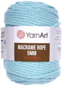 Пряжа YarnArt Macrame Rope 5mm мята (775), 60%хлопок/ 40%вискоза/полиэстер, 85м, 500г