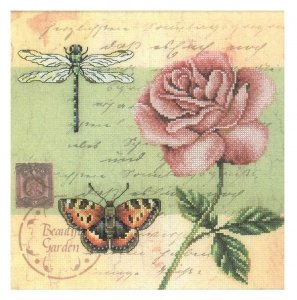 Набор для вышивания крестом РТО Почтовая открытка-Роза, 25*25см