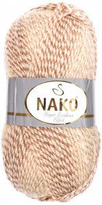 Пряжа Nako Super Exсellence effect бежево-желто-коричневый (70448), 51%акрил/49%шерсть, 228м, 100г