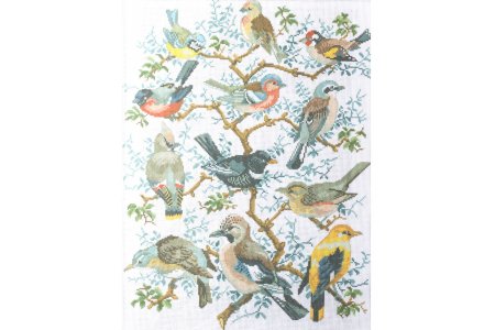 Ткань с рисунком для вышивки крестом КАРОЛИНКА Панно птицы, 29,7*42см
