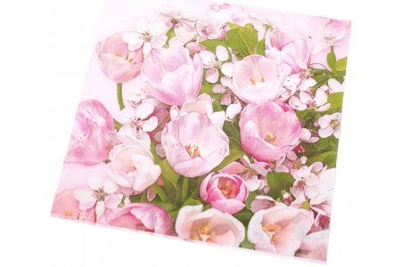 Салфетка для декупажа MAKI Розовые тюльпаны, 33*33см
