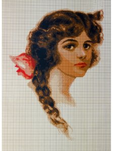 Схема для вышивки крестом цветная, Девушка с цветком, 30*42см