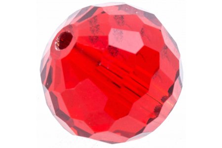 Бусина стеклянная АСТРА круглая, рельефная/многогранная, красный (28), 15мм