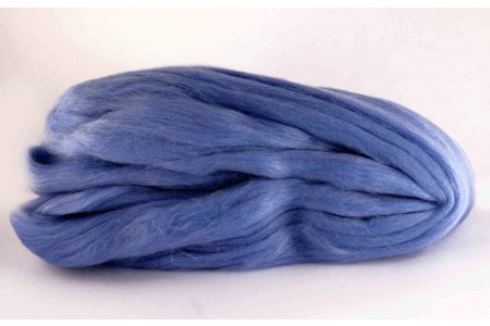 Шерсть для валяния ПЕХОРСКАЯ тонкая темно-голубой (015), 100%шерсть, 50г