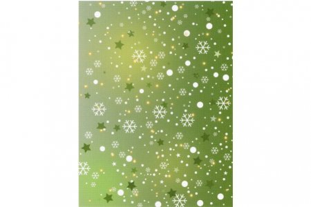 Канва цветная Аида 18 МП СТУДИЯ дизайнерская, Снежинки на зеленом, 40*30см