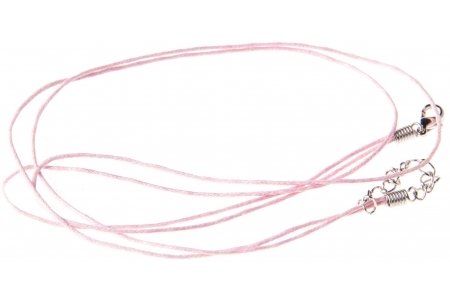 Шнурок вощеный ZLATKA с замком, двойной, тонкий, светло-розовый, 1мм, 45см