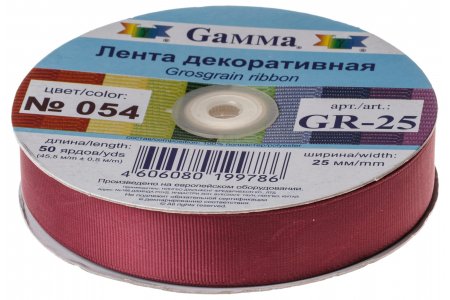 Тесьма GAMMA репсовая, бордовый (054), 25мм, 1м