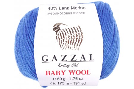 Пряжа Gazzal Baby Wool василек (830), 40%шерсть мериноса/20%кашемирПА/40%акрил, 175м, 50г