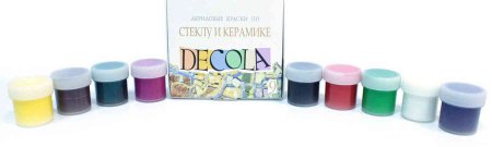 Набор красок по стеклу и керамике DECOLA, 9цв*20мл