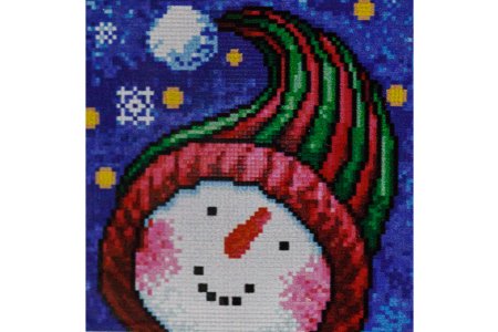 Мозаичная картина стразами АЛМАЗНАЯ ЖИВОПИСЬ Портрет снеговика