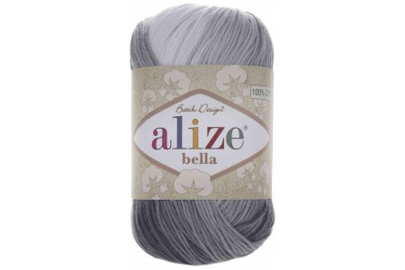 Пряжа Alize Bella Batik 100 бело-серо-черный (2905), 100%хлопок, 360м, 100г