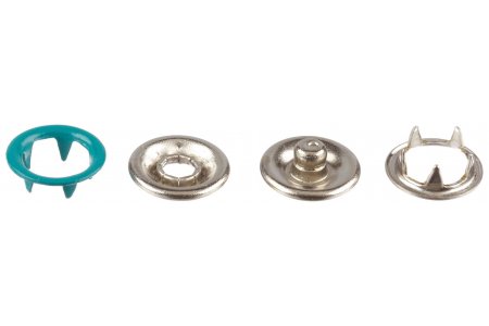 Кнопки установочные рубашечные металлические Кольцо, бирюзовый (209), 9 (9,5)мм, 12комплектов