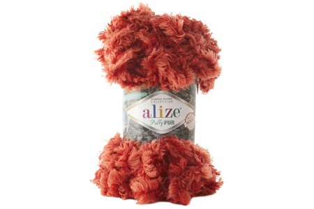 Пряжа Alize Puffy Fur терракот (6118), 100%микрополиэстер, 6м, 100г