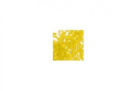 Бисер китайский стеклярус BUGLES IDEAL 6мм прозрачный/цветной желтый (В175), 50г