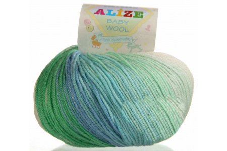 Пряжа Alize Baby Wool Batik мятно-голубой (4389), 40%шерсть/20%бамбук/40%акрил, 175м, 50г