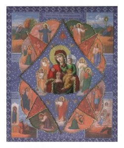 Набор для вышивания бисером ЧАРИВНА МИТЬ Икона Божьей Матери Неопалимая купина, с нанесенным рисунком, 27,4*33,1см