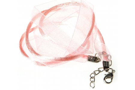 Шнур комбинированный ZLATKA с лентой, с замком, светло-розовый, 45см