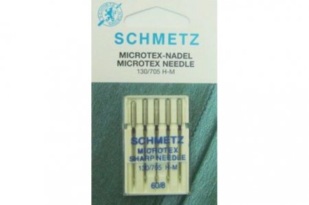 Иглы для швейных машин SCHMETZ MICROTEX, для шелка и микрофазы, №80, 5шт