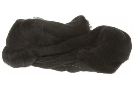 Шерсть для валяния, лента гребенная, Камтекс, полутонкая, черный (003), 50г