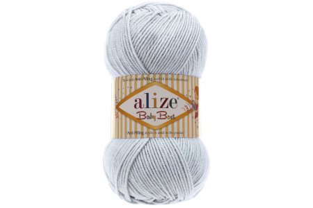 Пряжа Alize Baby best светло-серый (224), 90%акрил/10%бамбук, 240м, 100г