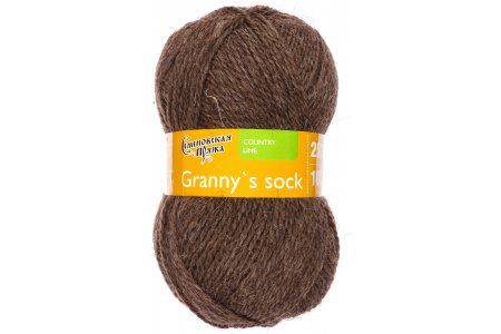 Пряжа Семеновская Granny`s sock W (Бабушкин носок ЧШ) меланж темно-коричневый (4606), 100%шерсть, 250м, 100г