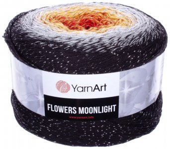 Пряжа YarnArt Flowers Moonlight черный-св.серый-желтый-оранжевый (3259), 53%хлопок/43%акрил/4%металлик, 1000м, 260г