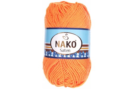 Пряжа Nako Saten оранжевый (10157), 100%микрофибра, 115м, 50г