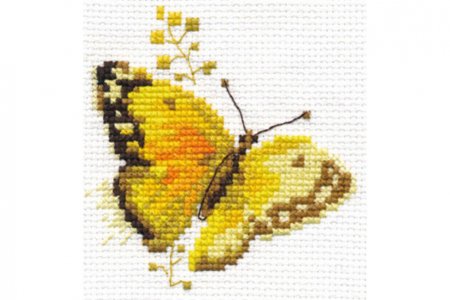 Набор для вышивания крестом АЛИСА Яркие бабочки. Желтая, 9*8см