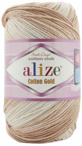 Пряжа Alize Cotton Gold Batik белый-кремовый-бежевый (7798), 45%акрил/55%хлопок, 330м, 100г