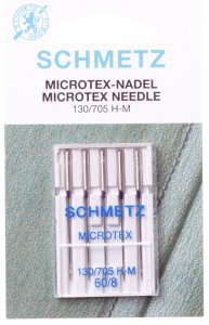 Иглы для швейных машин SCHMETZ MICROTEX, для шелка и микрофазы, №60,5шт