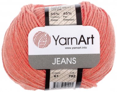 Пряжа YarnArt Jeans нектарин (61), 55%хлопок/45%акрил, 160м, 50г