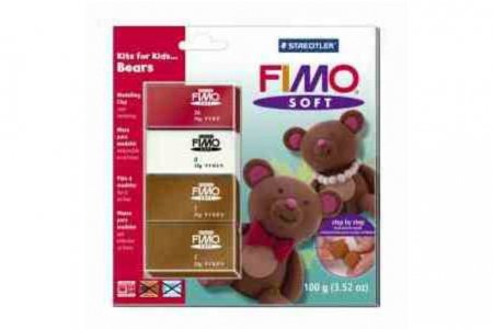 Набор полимерной глины FIMO Soft, Медведи, 4 блока по 25гр