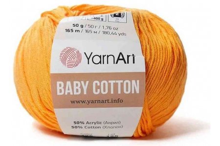 Пряжа YarnArt Baby cotton желто-оранжевый (425), 50%хлопок/50%акрил, 165м, 50г