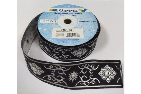 Лента жаккардовая GAMMA черный/серый, 35мм, 1м