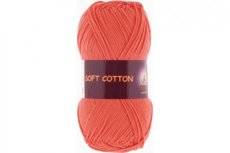 РАСПРОДАЖА Пряжа 100% хлопок Soft Cotton VITA cotton оранжевый коралл (1815), 175м, 50г