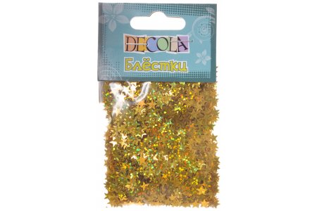 Блестки декоративные DECOLA Звезды, золото майя, радужный, 4мм, 20г