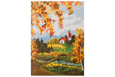 Мозаичная картина БЕЛОСНЕЖКА на раме Осенний пейзаж, 20*30см