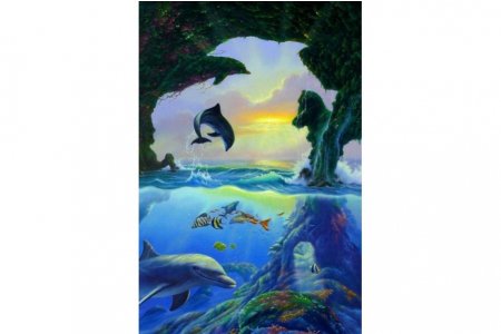Мозаичная картина стразами АЛМАЗНАЯ ЖИВОПИСЬ Дельфины, 62*81см