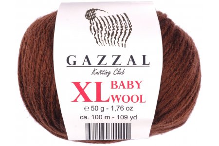 Пряжа Gazzal Baby Wool XL коричневый (807), 40%шерсть мериноса/20%кашемирПА/40%акрил, 100м, 50г