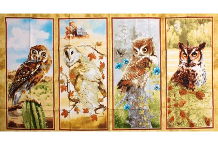 Ткань для пэчворка PEPPY OWLS OF WONDER PANEL MUL, 100%хлопок, 60*110см