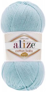 Пряжа Alize Cotton baby soft голубой (40), 50%хлопок/50%акрил, 270м, 100г