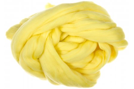 Шерсть для валяния ТРОИЦКАЯ тонкая лимон (0027), 100%шерсть, 100г